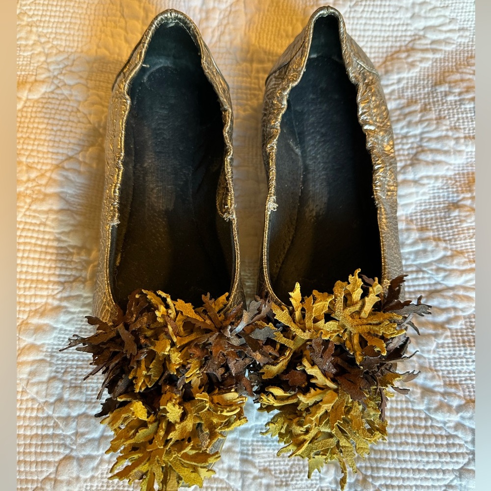 Papucei ballet flat with leather seaweed detail